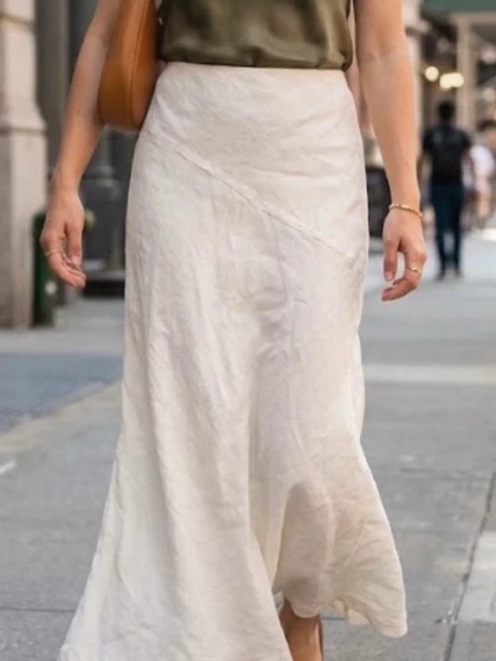 Armani Collezioni White Linen Bias Maxi Skirt
